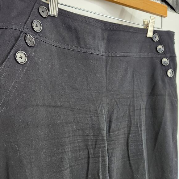 SALE Loft Kate Pant Sailor Flare High Waist Wide-Leg Trousers Black Woman's 12 - Picture 3 of 5